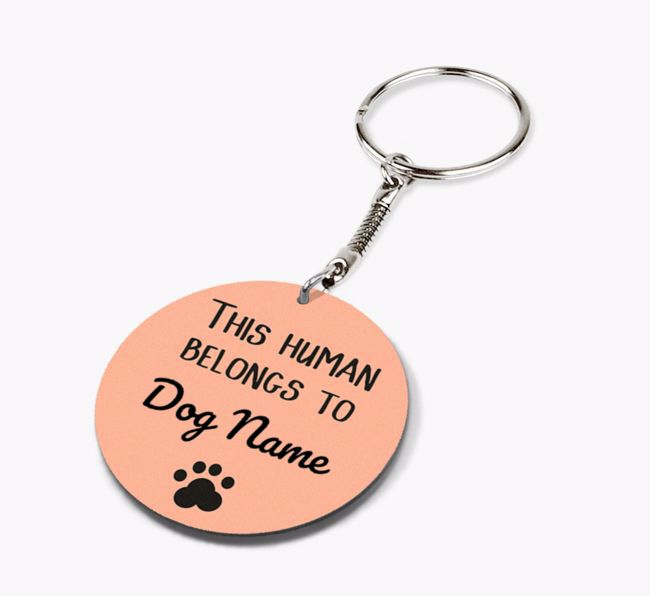 Personalised 'This human belongs to {dogsName}' Double-sided Keyring